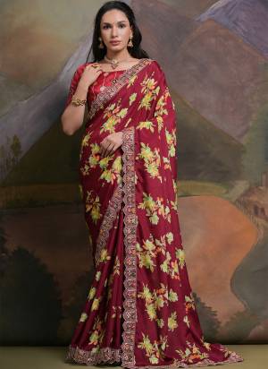 Grab These Festive Wear Saree in Fine Colored.These Saree is Fabricated On Chinon Pair With Mono Banglori Blouse.Its Beautified Designer Floral Printed With Coding Sequance Embroidery Work Lace Border.