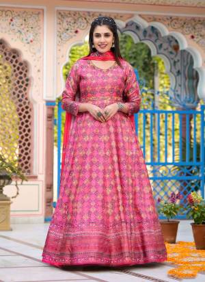 For A Designer Look,Grab These Readymade Gown With Dupatta in Fine Colored.These Gown Are Fabricated On Dola Silk Pair With Chinon Dupatta.Its Beautified With Designer Digital Printed With Hand Work.