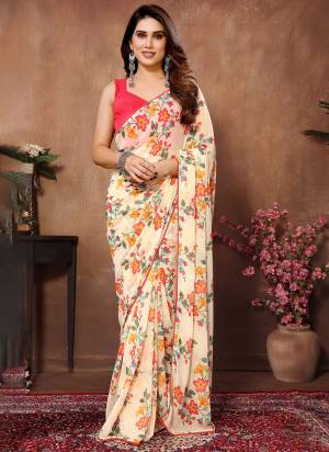 Attrective These Party Wear Saree in Fine Colored.These Saree Are Georgette And Blouse is Fabricated On Banglori Pair.Its Beautified With Designer Printed With Lace Border.