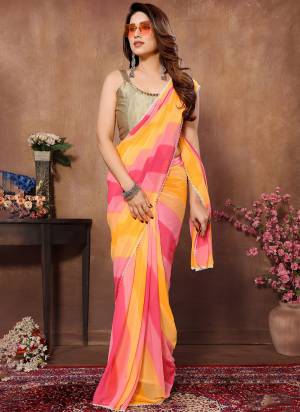 Attrective These Party Wear Saree in Fine Colored.These Saree Are Georgette And Blouse is Fabricated On Banglori Pair.Its Beautified With Designer Printed With Lace Border.