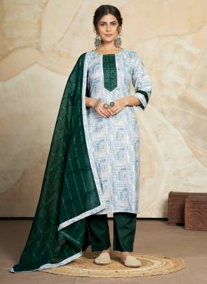 Garb These Beautiful Looking Readymade Suits.These Top And Bottom Are Cotton Blend And Dupatta Are Poly Fabricated.Its Beautified With Disigner Printed With Embroidery Work.