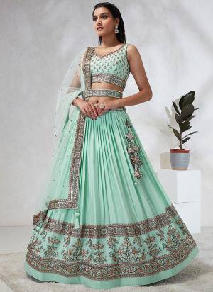 Attrective Looking This Partywear Fine Color Heavy Designer Choli Fabric Georgette And Lahenga Georgette And Dupatta Net In Fabricated Beautified With Attrective Designer Thread,Sequance Embroidery Work. Buy Now.