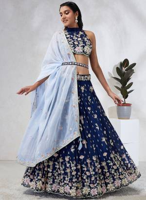 Attrective Looking This Partywear Fine Color Heavy Designer Choli Fabric Georgette And Lahenga Georgette And Dupatta Georgette In Fabricated Beautified With Attrective Designer Thread,Sequance Embroidery Work. Buy Now.