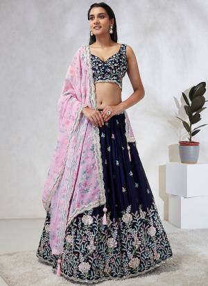 Attrective Looking This Partywear Fine Color Heavy Designer Choli Fabric Georgette And Lahenga Georgette And Dupatta Organza In Fabricated Beautified With Attrective Designer Thread,Sequance Embroidery Work. Buy Now.