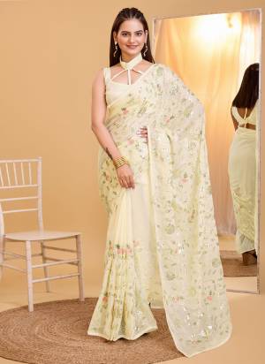 Attrective These Party Wear Saree in Fine Colored.These Saree Are Organza And Blouse is Art Silk Fabricated.Its Beautified With Designer Sequance Embroidery Work.