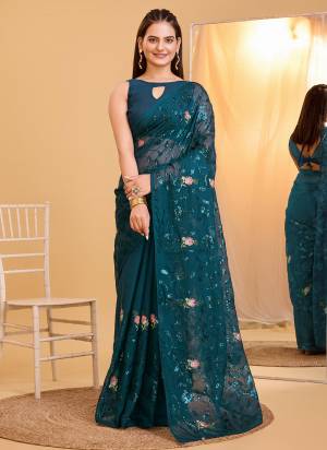 Attrective These Party Wear Saree in Fine Colored.These Saree Are Organza And Blouse is Art Silk Fabricated.Its Beautified With Designer Sequance Embroidery Work.