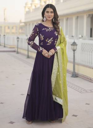 Attrective Looking These Beautiful Looking Readymade Long Gown With Dupatta.These Gown is Fabricated On Faux Georgette And Russion Silk Dupatta.Its Beautified With Designer Multy,Sequance Embroidery Work.