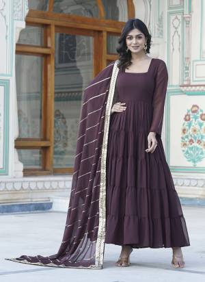 Attrective Looking These Beautiful Looking Readymade Long Gown With Dupatta.These Gown is Fabricated On Faux Georgette And Faux Georgette Dupatta.Its Beautified With Solid,Designer Sequance Embroidery Work.