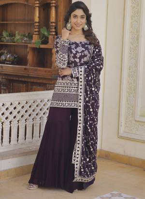 Attrective Looking These Beautiful Looking Readymade Sharara Suits.These Top And Bottom Are Faux Georgette And Dupatta Faux Georgette Fabricated.Its Beautified With Designer Sequance Embroidery Work.