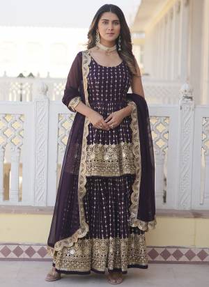 Attrective Looking These Beautiful Looking Readymade Sharara Suits.These Top And Bottom Are Faux Georgette And Dupatta Faux Georgette Fabricated.Its Beautified With Designer Sequance Embroidery Work.