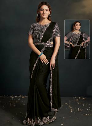 Look Attrective These Designer Party Wear Ready To Wear Saree in Fine Colored.These Saree Are Satin Silk Crepe And Blouse Banglori Silk is Fabricated.Its Beautified Heavy Desiger Embroidery Work.