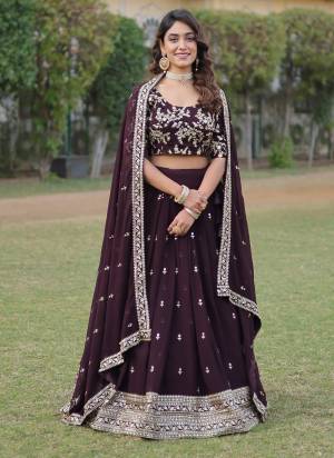 For A Designer Look,Grab These Lehenga Choli in Fine Colored.These Lehenga And Blouse Are Fabricated On Faux Georgette Pair With Faux Georgette Dupatta.Its Beautified With Designer Heavy Sequance Embroidery Work.