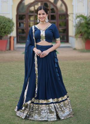 For A Designer Look,Grab These Lehenga Choli in Fine Colored.These Lehenga And Blouse Are Fabricated On Faux Georgette Pair With Faux Georgette Dupatta.Its Beautified With Designer Heavy Sequance Embroidery Work.