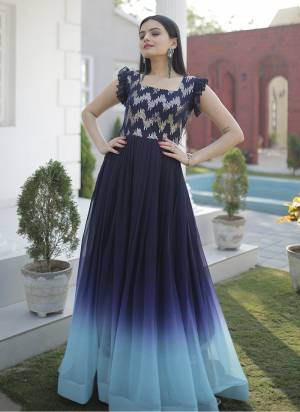 Garb These Beautiful Paty Wear Looking Readymade Long Gown.These Gown is Fabricated On Faux Georgette.Its Beautified With Pedding Color With Designer Sequance Embroidery Work.