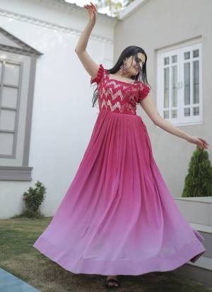 Garb These Beautiful Paty Wear Looking Readymade Long Gown.These Gown is Fabricated On Faux Georgette.Its Beautified With Pedding Color With Designer Sequance Embroidery Work.