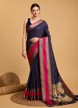 Attrective This Partywear Saree Paired With Blouse.This Saree And Blouse Are Silk Based Fabric With Weaving Jacquard Jari Designer. Buy This Pretty Saree Now.