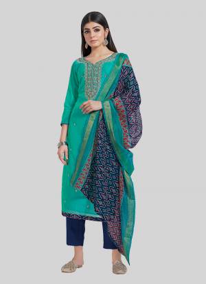 Looking These Designer Salwar Suit in Fine Colored Pair With Bottom And Dupatta.These Top Are Chanderi Silk And Dupatta Are Fabricated On Chandei Silk Pair With Santoon Bottom.Its Beautified With Designr Digital Printed With Embroidery Work.