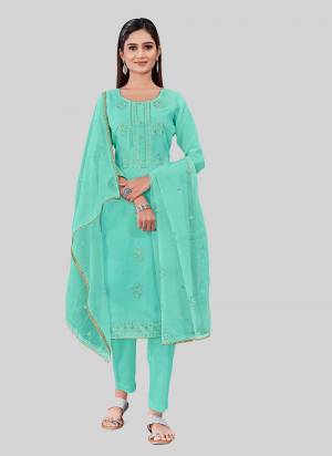Looking These Designer Salwar Suit in Fine Colored Pair With Bottom And Dupatta.These Top Are Chanderi Silk And Dupatta Are Fabricated On Organza Pair With Santoon Bottom.Its Beautified With Designr  Embroidery Work.
