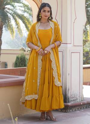 Attrective Looking These Beautiful Looking Readymade Long Gown With Dupatta.These Gown is Fabricated On Faux Georgette And Faux Georgette Dupatta.Its Beautified With Solid Designer With Sequance Embroidery Work Dupatta.