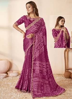 Look Attrective These Designer Party Wear Saree in Fine Colored.These Saree Are Gajji Silk And Blouse Gajji Silk is Fabricated.Its Beautified Bandhani Printed,Designer Cod,Thread,Sequance Embroidery With Moti Work.