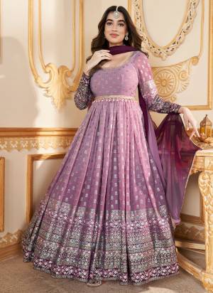 Attrective These Beautiful Looking Designer Gown With Dupatta.These Gown And Dupatta Is Fabricated On Faux Georgette.Its Beautified With Pedding Color,Designer Metalic Foil Work.