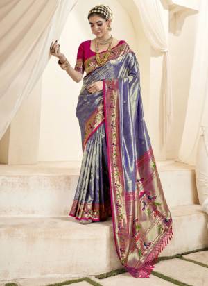 Looking These Party Wear Saree in Fine Colored.These Saree Is Soft Tissue Silk And Blouse is Fabricated On Silk.Its Beautified With Weaving Jari Designer.