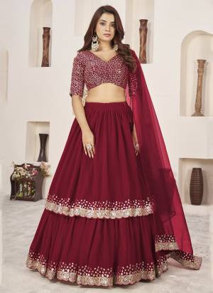 For A Designer Look,Grab These Lehenga Choli in Fine Colored.These Lehenga And Blouse Are Fabricated On Georgette Pair With Dupatta Are Soft Net.Its Beautified With Designer Jari,Sequance Embroidery Work.