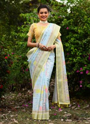 Attrective These Festive Wear Saree in Fine Colored.These Saree And Blouse is Fabricated On Linen.Its Beautified With Wevon Designer With Printed.