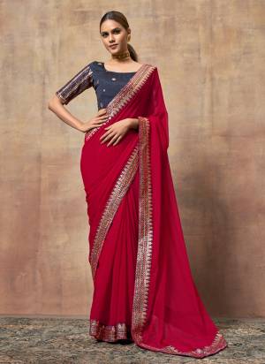 Looking These Fancy Party Wear Saree in Fine Colored.These Saree Are Chiffon And Blouse is Fabricated On Art Silk Pair.Its Beautified With Wevon Lining Designer With Embroidery Work Lace Border & Blouse.