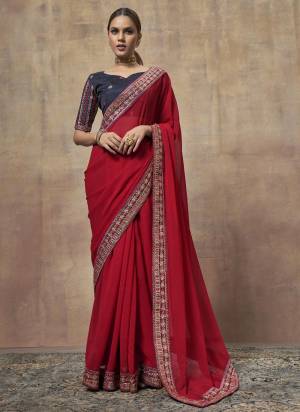 Looking These Fancy Party Wear Saree in Fine Colored.These Saree Are Chiffon And Blouse is Fabricated On Art Silk Pair.Its Beautified With Wevon Lining Designer With Embroidery Work Lace Border & Blouse.