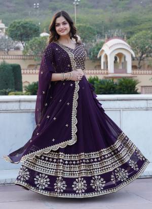 For A Designer Look,Grab These Lehenga Choli in Fine Colored.These Lehenga And Blouse Are Fabricated On Faux Georgette Pair With Faux Georgette Dupatta.Its Beautified With Designer Heavy Sequance Embroidery Work.