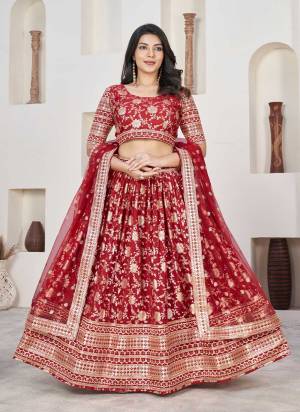 For A Designer Look,Grab These Lehenga Choli in Fine Colored.These Lehenga And Blouse Are Fabricated On Dolla Silk Pair With Net Dupatta.Its Beautified With Weaving Jacquard Designer With Embroidery Work.