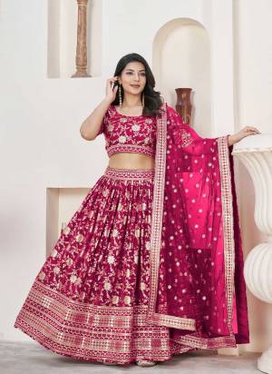 For A Designer Look,Grab These Lehenga Choli in Fine Colored.These Lehenga And Blouse Are Fabricated On Dolla Silk Pair With Net Dupatta.Its Beautified With Weaving Jacquard Designer With Embroidery Work.