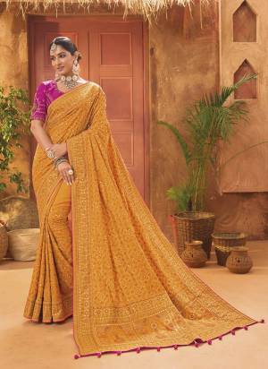 Looking These Party Wear Saree in Fine Colored.These Saree Are Banaras Silk And Blouse is Fabricated On Silk.Its Beautified Wevon Designer With Real Mirror,Diamond,Cut Dana Kachhi Hand Work.