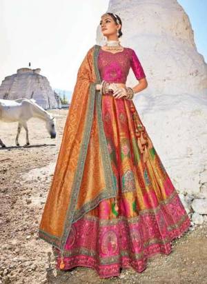 Vogue and pattern would be on the peak of your elegance after you dress this beautiful colored premium fabric lehenga choli. The ethnic on the attire adds a sign of elegance statement with a look. Comes with a matching blouse and dupatta.