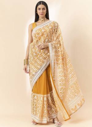 Whether it is a wedding or an occasion for religious festivity at home, wear this lovely Saree to look beautiful and sophisticated. Crafted from Organza, this Saree will fall beautifully. The Embroidered Work adds more charm to this Saree. It also comes with a matching blouse piece that you can get tailored according to your liking. And Pure Organza Sarees and fabric in embroidery work and his work shown in a image.