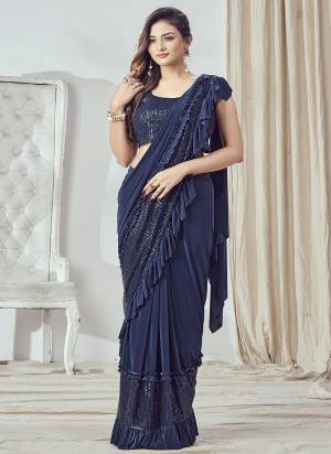 Look Attrective These Designer Party Wear Ready To Wear Saree in Fine Colored.These Saree Are Lycra And Blouse Sequance is Fabricated.Its Beautified Heavy Desiger Sequance Embroidery Work.