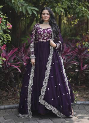 Attrective Looking These Beautiful Looking Readymade Long Gown With Dupatta.These Gown is Fabricated On Viscose Dyable & Faux Georgette And Faux Georgette Dupatta.Its Beautified With Dyable Jacquard With Designer Sequance Embroidery Work.