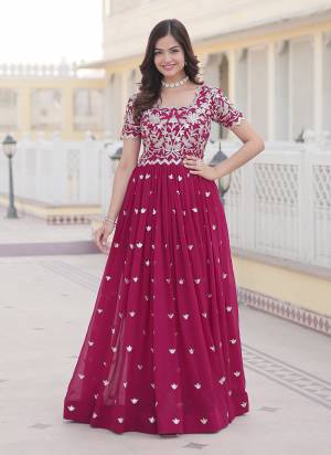 Attrective Looking These Beautiful Looking Readymade Long Gown.These Gown is Fabricated On Faux Georgette.Its Beautified With Designer Coding Sequance Embroidery Work.