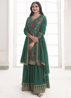 Attrective These Designer Sharara Suits in Fine Colored Pair With Dupatta.These Top And Dupatta Are Fabricated On Chinon Pair With Chinon Bottom.Its Beautified With Designer Printed With Embroidery Work