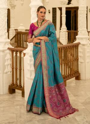 Looking These Party Wear Traditional Saree in Fine Colored.These Saree And Blouse is Fabricated On Banarasi Silk.Its Beautified With Weaving Patola Designer.