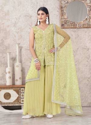 Attrective These Beautiful Looking Readymade Sharara Suits.These Top And Bottom Are Georgette And Dupatta Are Net Fabricated.Its Beautified With Heavy Disigner Embroidery Work.