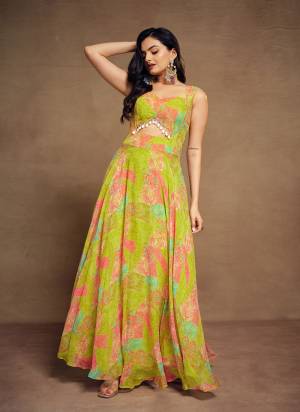 Garb These Beautiful Looking Readymade Gown.These Gown Are Georgette Fabricated.Its Beautified With Disigner Printed With Artifical Tassels.