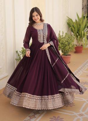 Attrective Looking These Beautiful Looking Readymade Long Gown With Dupatta.These Gown is Fabricated On Faux Georgette And Faux Georgette Dupatta.Its Beautified With Designer Sequance Embroidery Work Dupatta.