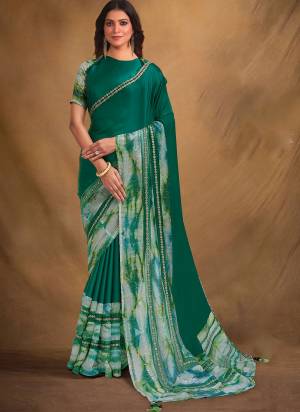 Look Attrective These Designer Party Wear Saree in Fine Colored.These Saree Are Satin Crepe And Blouse Raw Silk is Fabricated.Its Beautified Desiger Embroidery,Stone Work.