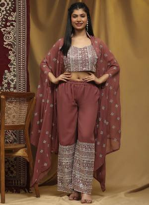 Attrective These Beautiful Looking Readymade Top And Bottom With Shrug.These Top And Bottom With Shrug Are Georgette Fabricated.Its Beautified With Disigner Embroidery Work.