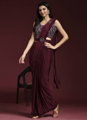 Look Attrective These Designer Party Wear Ready To Wear Saree With Blouse in Fine Colored.These Saree Are Lycra And Blouse Lycra is Fabricated.Its Beautified Solid,Desiger Sequance Embroidery Work Blouse And Belt.