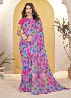 Garb These Printed Saree With Blouse in Fine Colored.These Saree And Blouse is Fabricated On Weight Less.Its Beautified With Designer Printed.