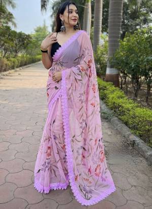 Attrective Looking These Party Wear Saree in Fine Colored.These Saree Are Shimmer And Blouse is Fabricated On Art Silk.Its Beautified With Designer Hand Foil Printed With Lace Border.