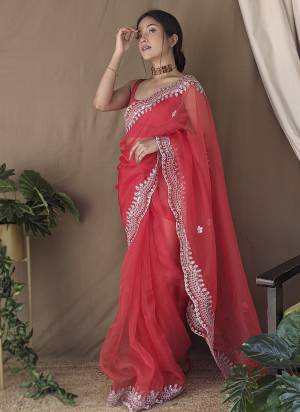 Attrective Looking These Party Wear Saree in Fine Colored.These Saree Are Organza And Blouse is Fabricated On Art Silk.Its Beautified With Designer Sequance Embroidery,Hand Work.